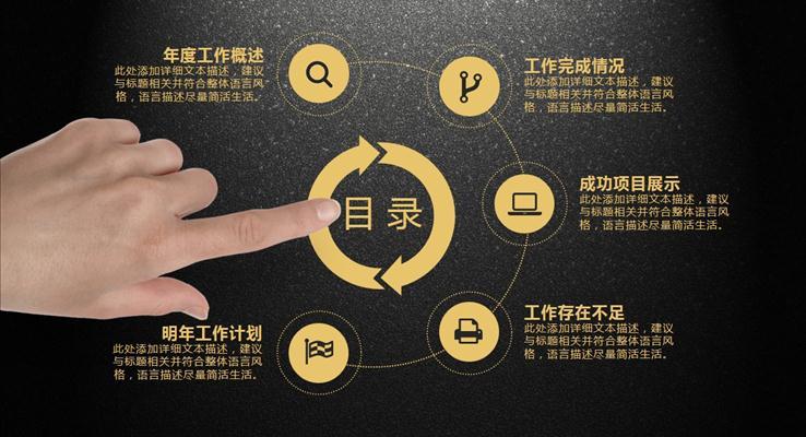 質感黑與土豪金結合的大氣通用PPT模板