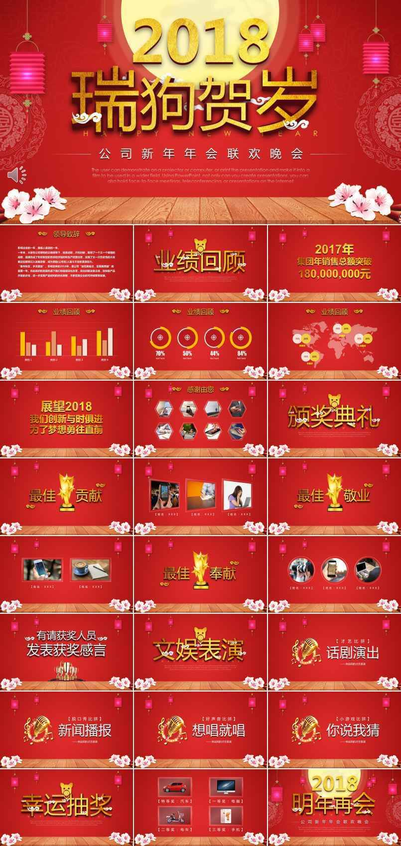 瑞狗賀歲公司新年年會聯(lián)歡晚會PPT模板