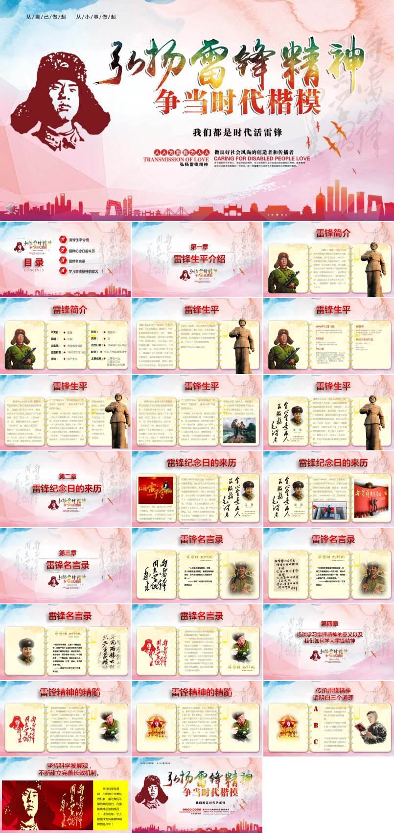 弘揚(yáng)雷鋒精神爭當(dāng)時(shí)代楷模PPT模板