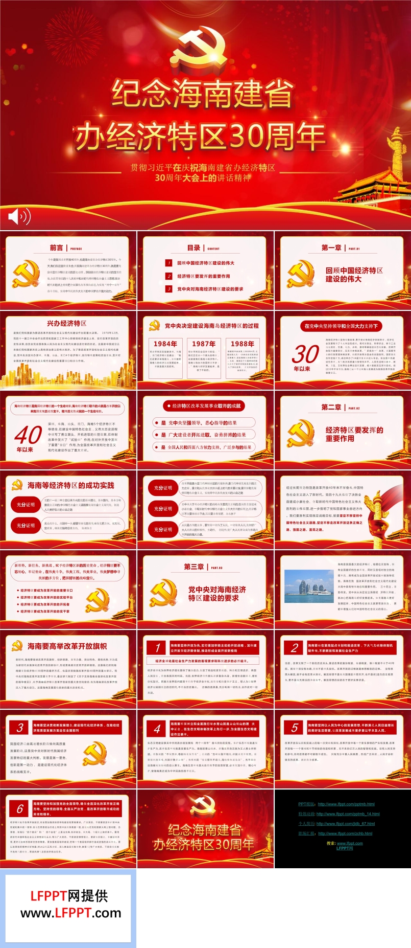 紀念海南省經(jīng)濟特區(qū)30周年P(guān)PT模板