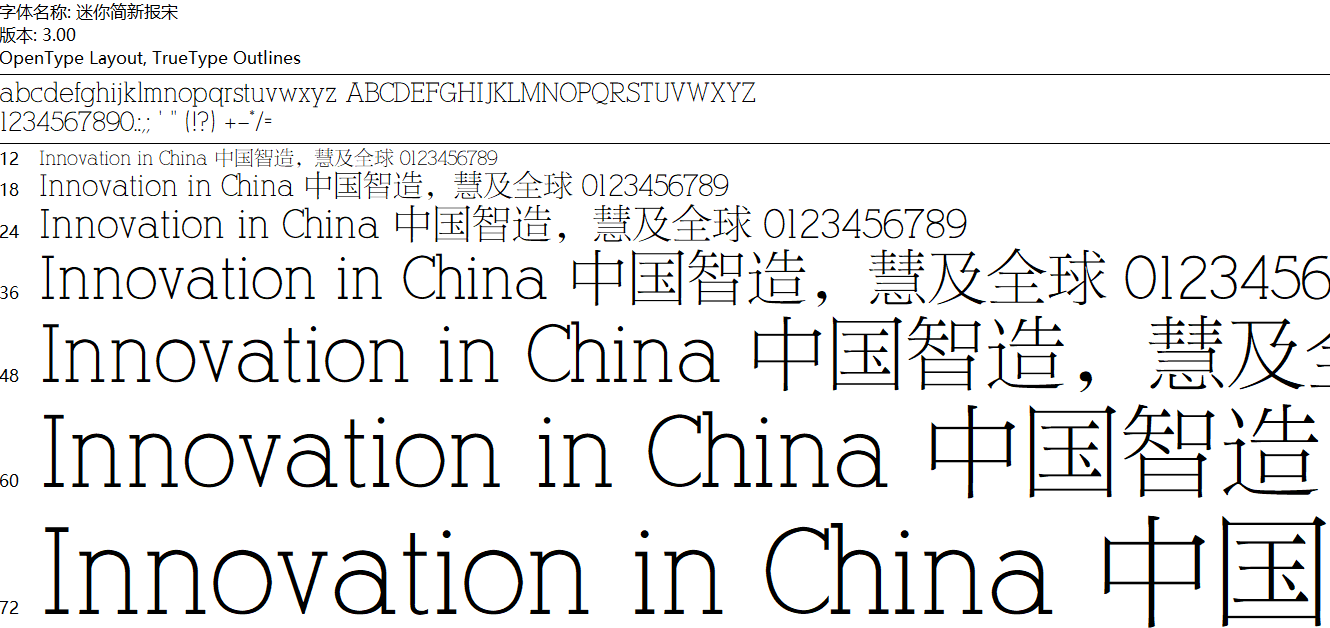 迷你簡新報宋PPT字體素材
