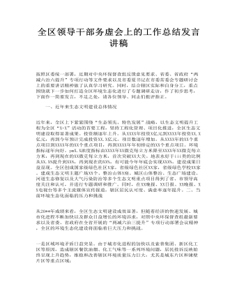 全區(qū)領(lǐng)導干部務虛會上的工作總結(jié)發(fā)言講稿
