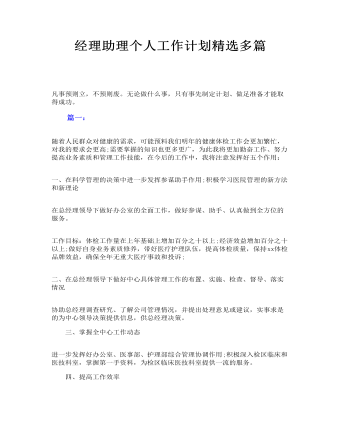 經(jīng)理助理個(gè)人工作計(jì)劃精選多篇