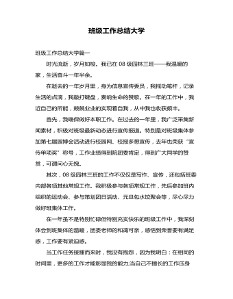 班級工作總結(jié)大學