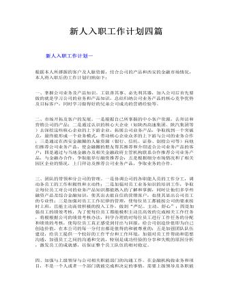 新人入職工作計劃四篇
