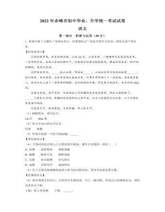 2022年內(nèi)蒙古赤峰市中考語文真題（解析版）
