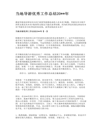 當?shù)貙в蝺?yōu)秀工作總結