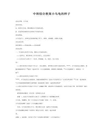 中班綜合教案小烏龜的樣子