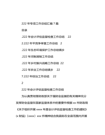 2022年專項(xiàng)工作總結(jié)匯編（7篇）