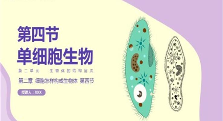 初中生物人教版七年級上冊《單細(xì)胞》教育教學(xué)課件PPT模板