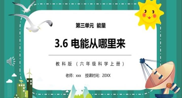電能從哪里來PPT課件模板教科版六年級科學(xué)上冊