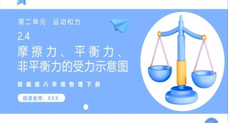 摩擦力、平衡力、非平衡力的受力示意圖課件PPT模板部編版八年級(jí)物理下冊(cè)